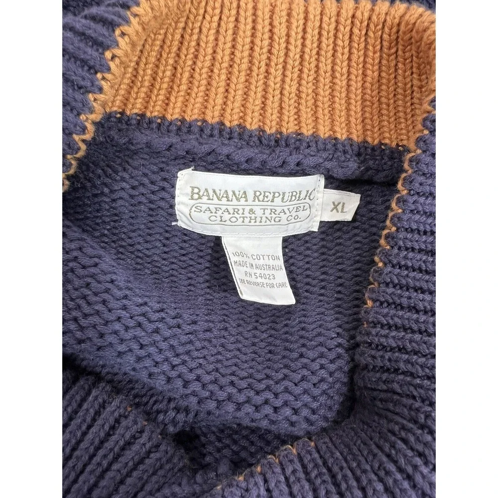 Banana Republic Men's XL Cotton 1/4 Button Henley Pullover Sweater